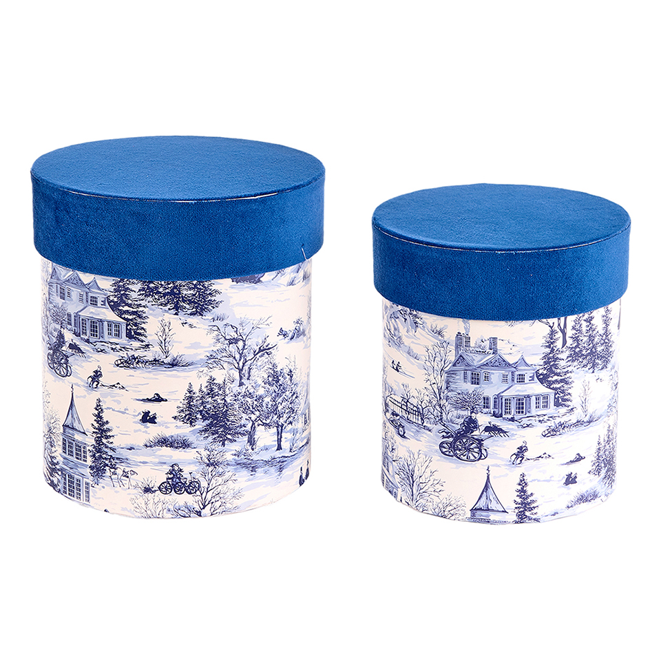 SCATOLE PAESAGGIO S/2PZ. H19-21 D17-19CM. BLU