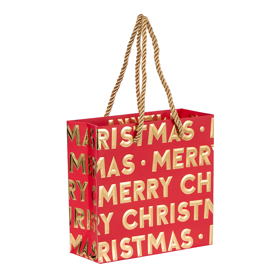 SHOPPER MERRY X'MAS 10PZ. 15X14+6CM. ROSSO
