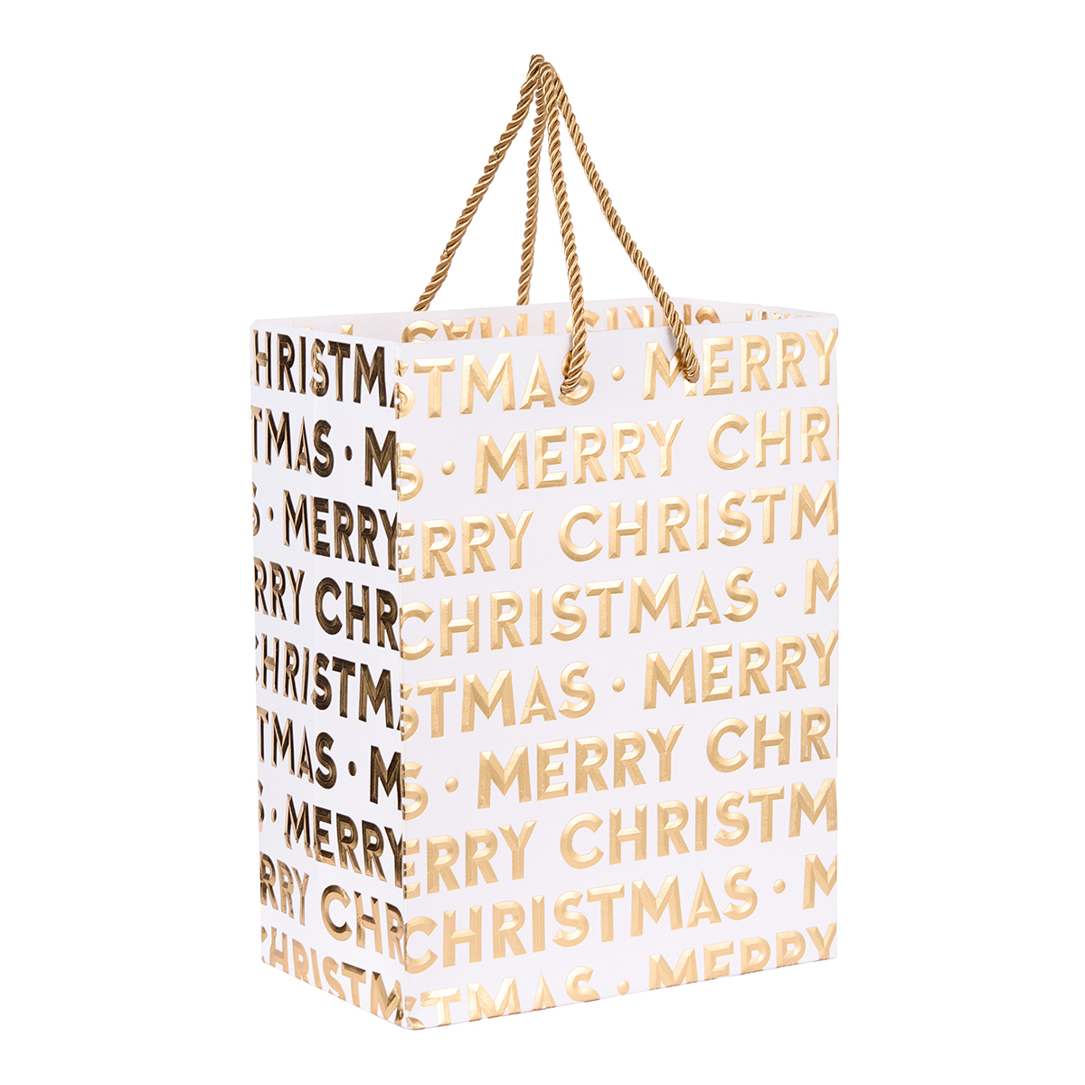 SHOPPER MERRY X'MAS 5PZ. 26X20+12CM. BIANCO