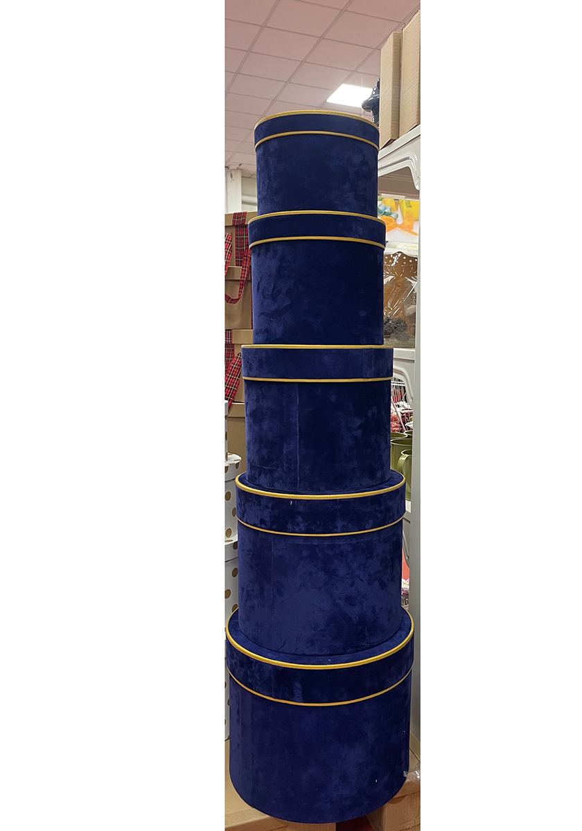 SCAT.S/5PZ.VELLUTO BLU D22-25-28-33-36 H16-22-25-27-29CM.