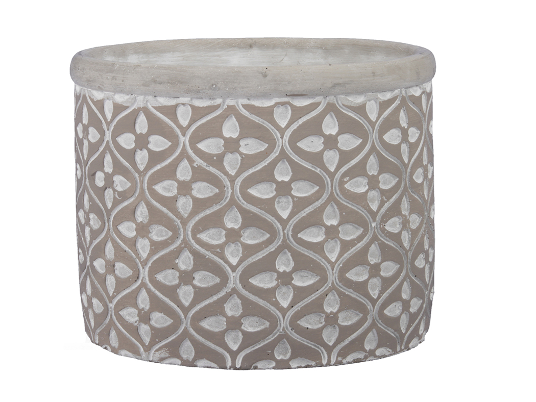 VASO CEM.C/FIORI H14,5 D18,5CM. GRIGIO