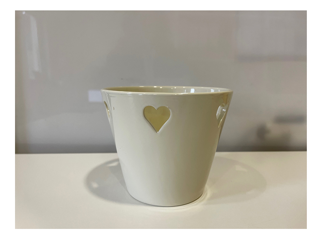 VASO PER PIANTE C/CUORE D11CM. 12PZ. PANNA