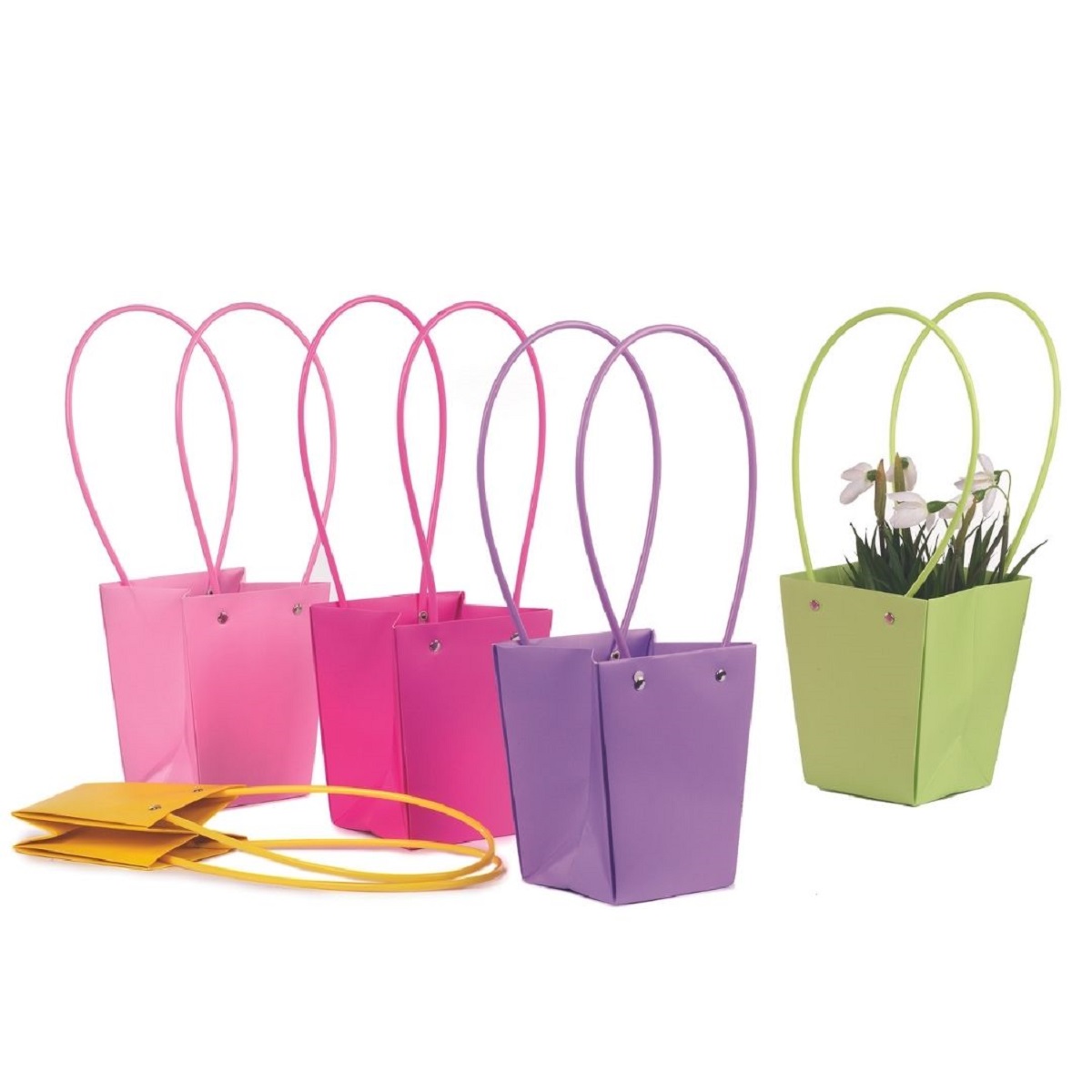 BORSA CARTA IMPERM. 13X13 H15CM. 10PZ. COL.ASS.