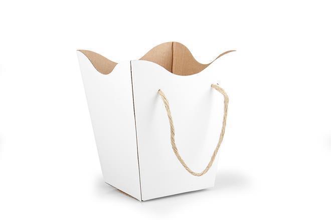 VASETTO CARTA C/MAN. H18,5 X15CM. 8PZ. BIANCO