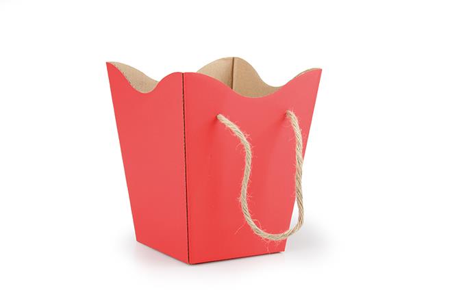 VASETTO CARTA C/MAN. H18,5 X15CM. 8PZ. ROSSO