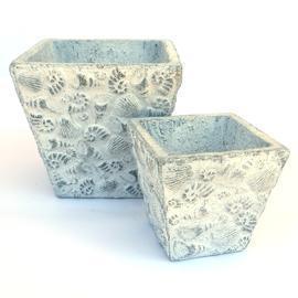 SQUARE PLANTER S/2 25X25X25 SHELL DE