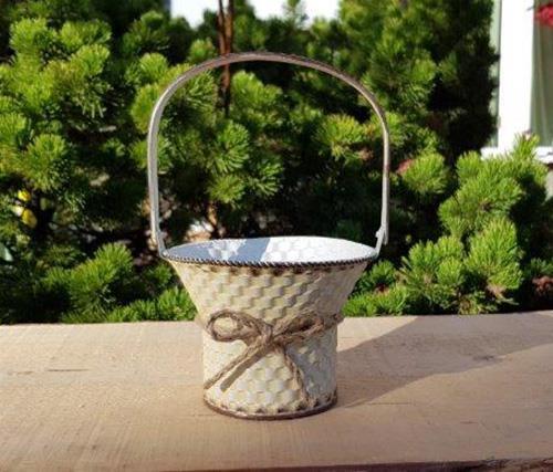 CESTINO MET.ROSY H21,5 13X10CM. BIANCO