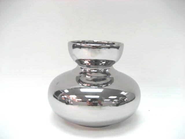 VASE RND H16,5 D20,5CM.ELEC SILVER