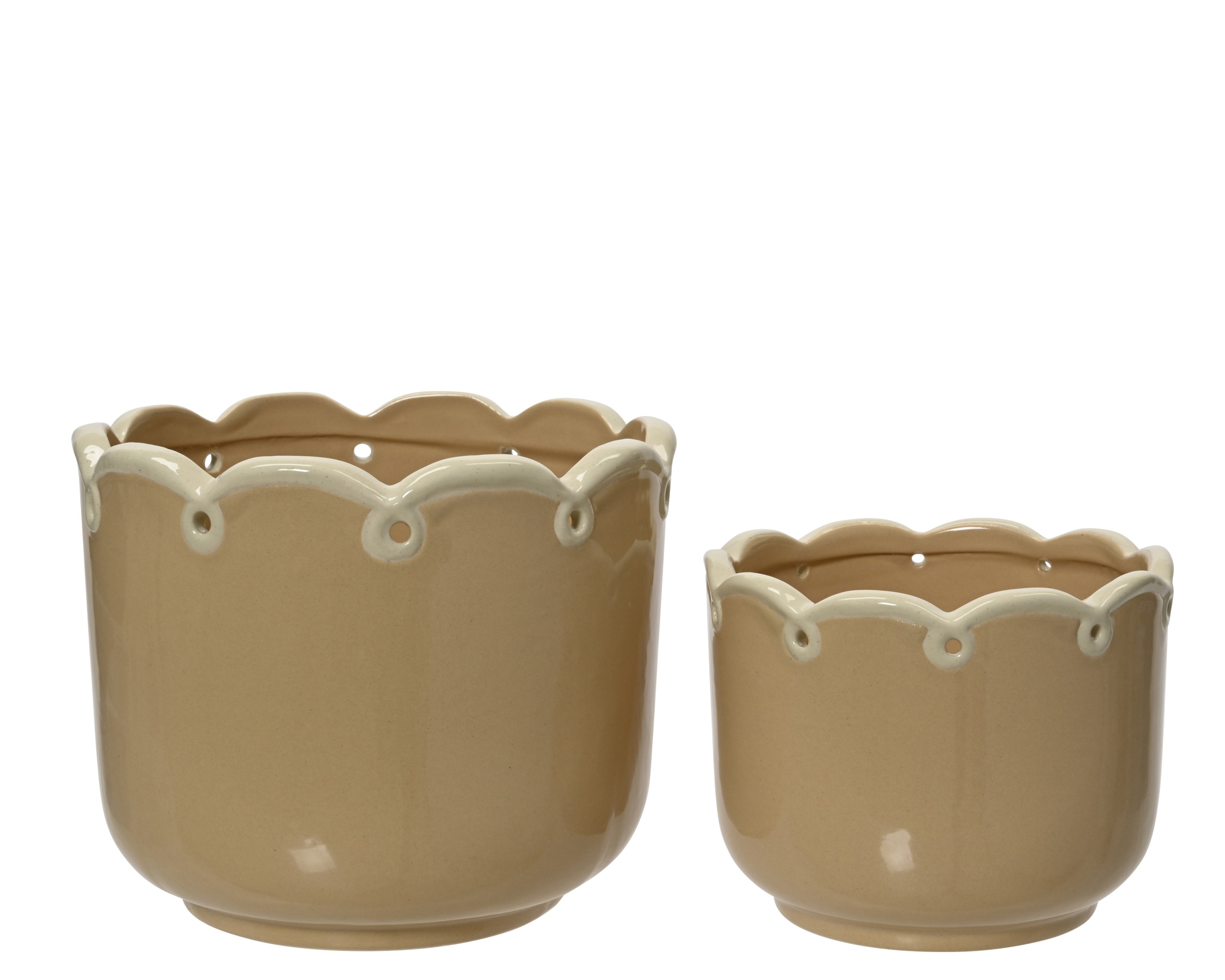VASO CERAM. S/2PZ. D11,5-14,5 H9-12CM. BEIGE
