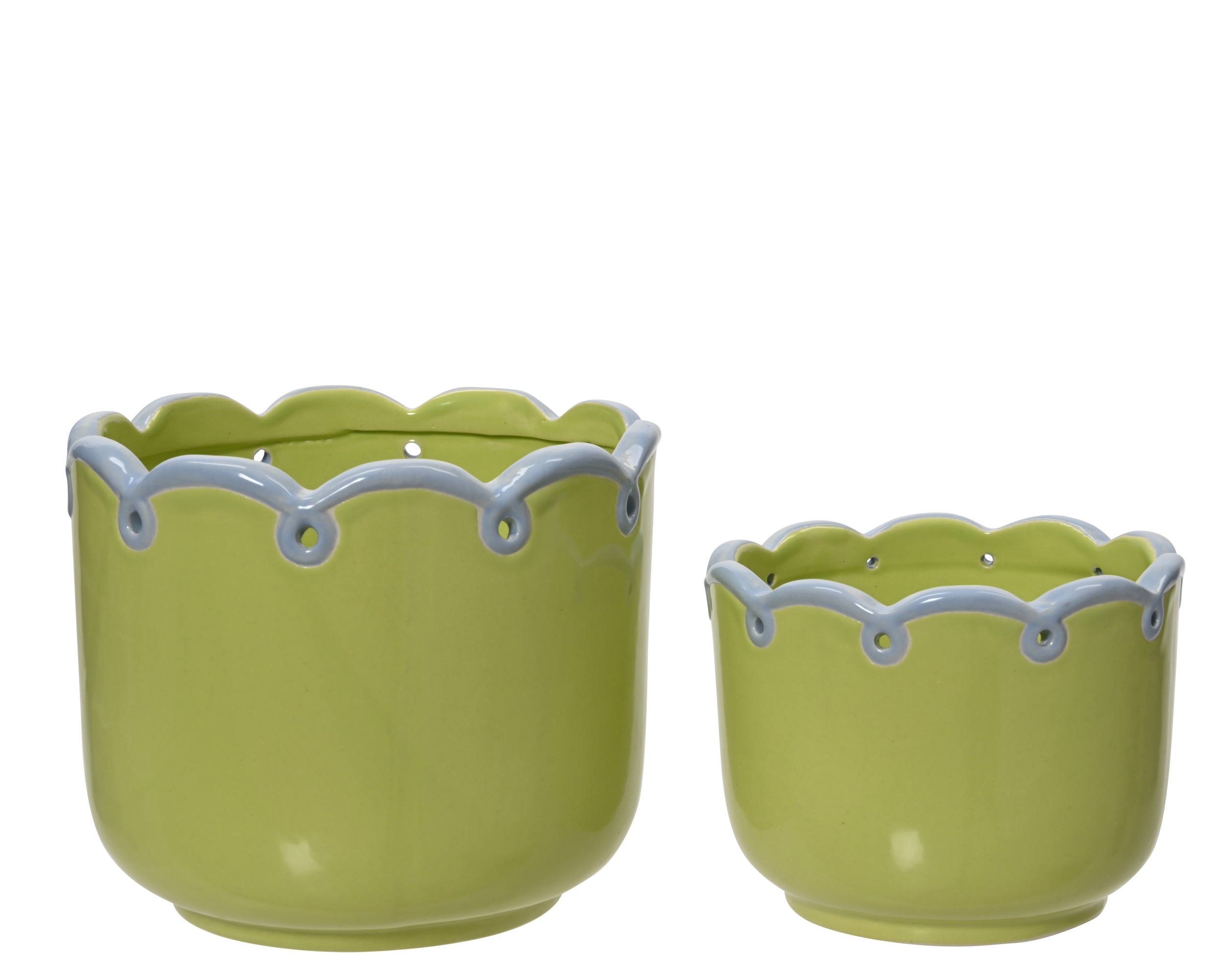 VASO CERAM. S/2PZ. D11,5-14,5 H9-12CM. VERDINO