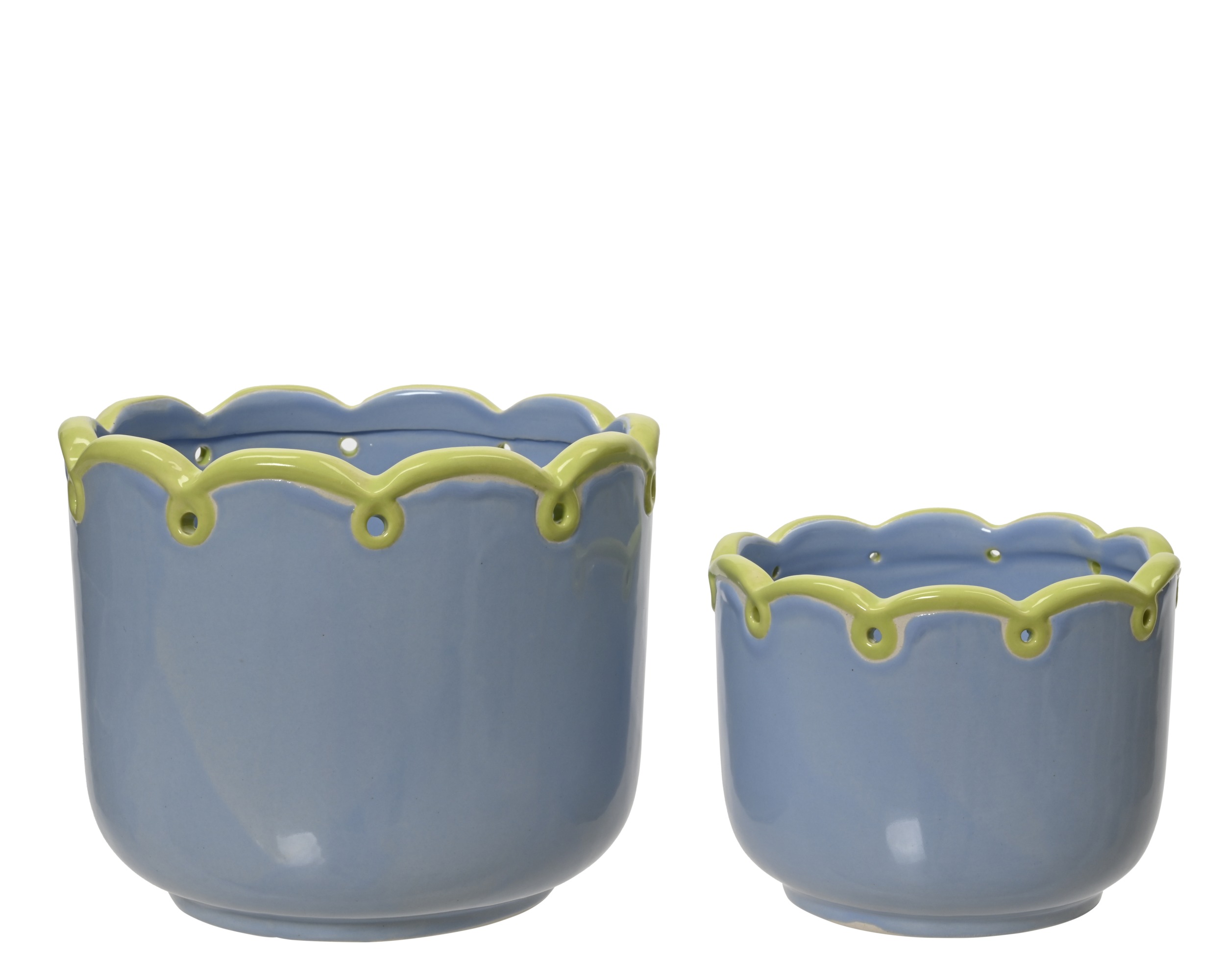 VASO CERAM. S/2PZ. D11,5-14,5 H9-12CM. AZZURRO