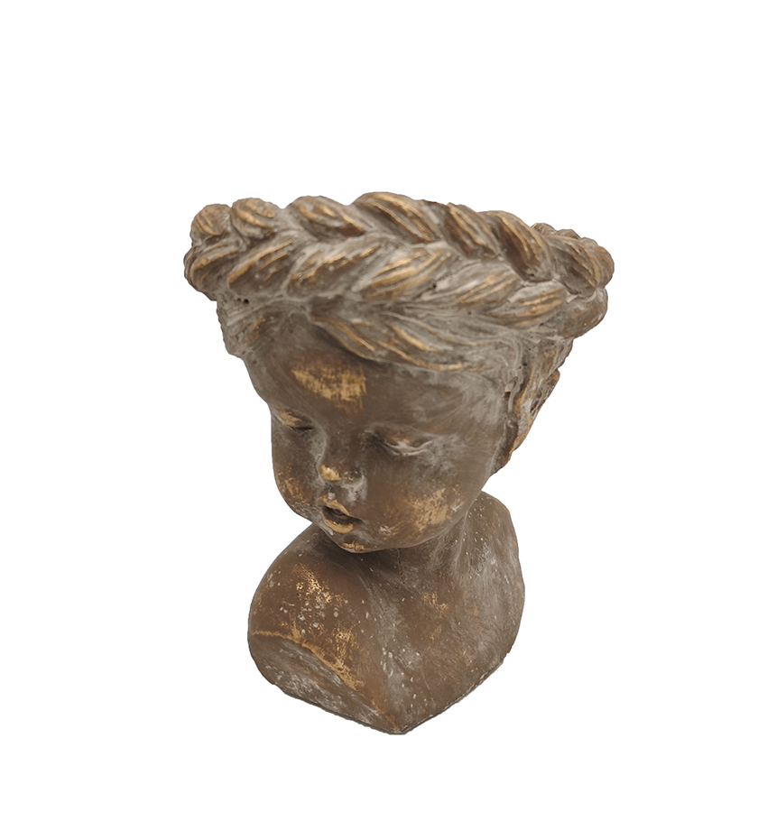 TESTA BIMBA C/TRECCIA H23,5 D17CM. TERRA +ORO