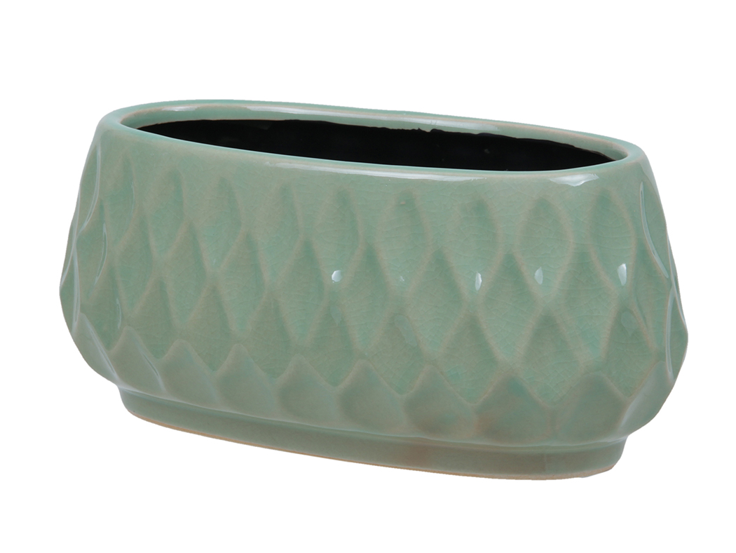 VASO OVALE ROMBI H10 D22X11CM. VERDE