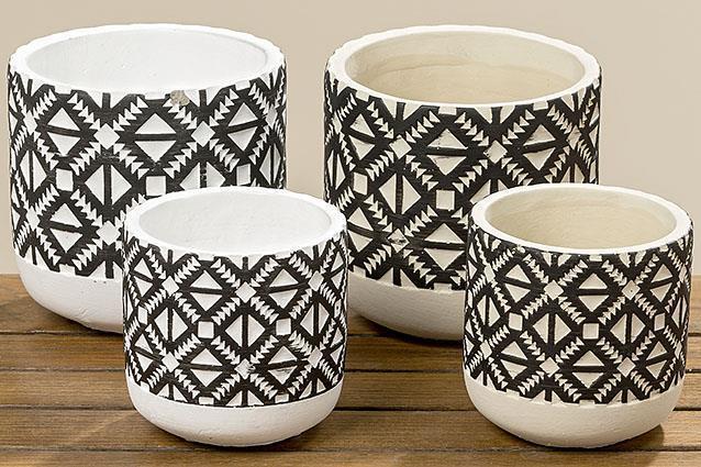 VASI CEM.DECORO NERO S/2PZ. H11-14 D10-14CM. --NETTO---