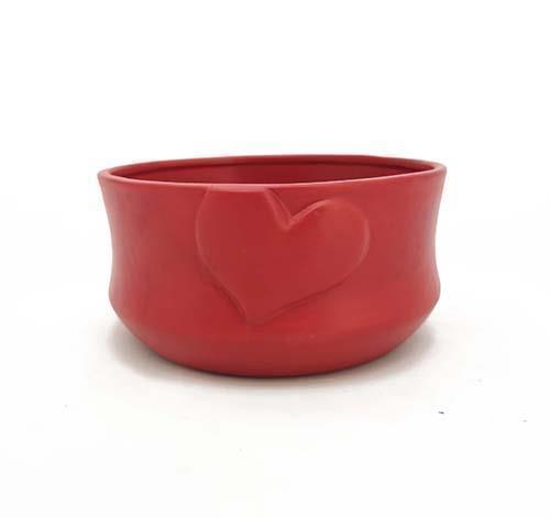 CIOTOLA C/CUORE D21,5 H10,5CM. ROSSO