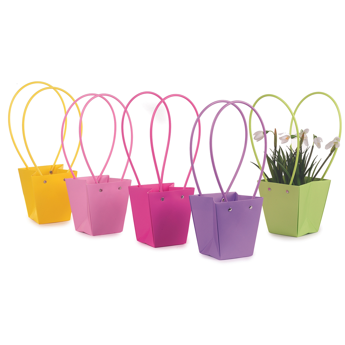 BORSA CARTA IMPERM. 12X12 H12,5CM. 10PZ. COL.ASS.