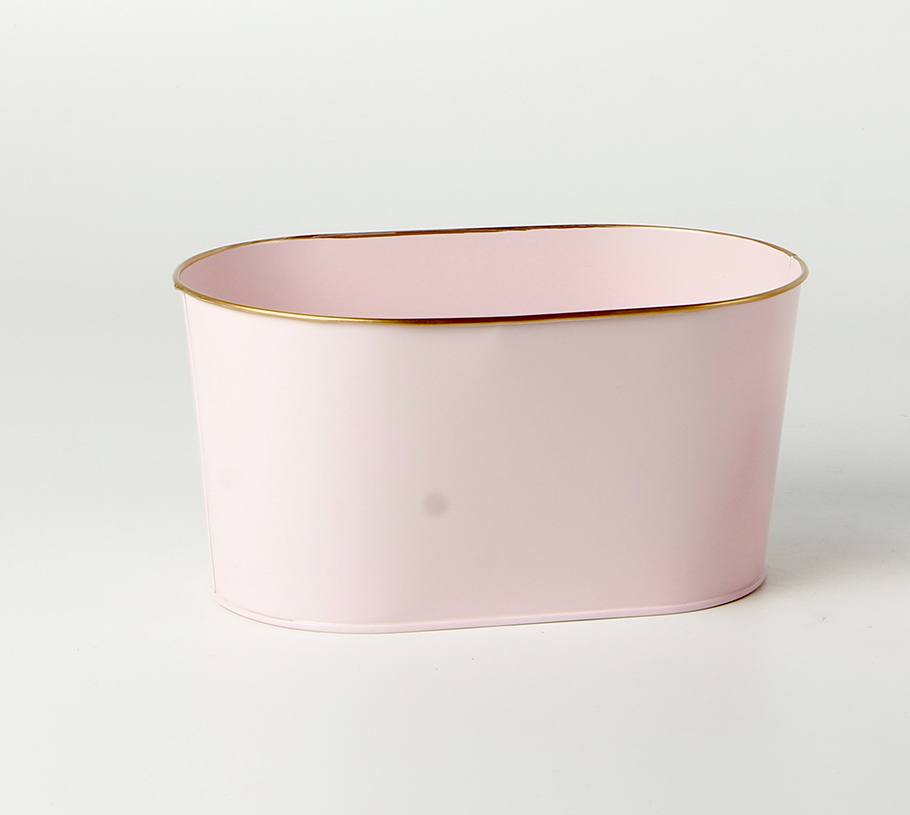 VASCH.OVALE LATTA 19,5X 11,5 H9,5 CM. ROSA BORDO ORO