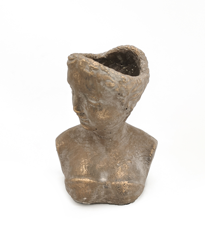 TESTA DONNA D15X11,5 H19CM. TERRA +ORO