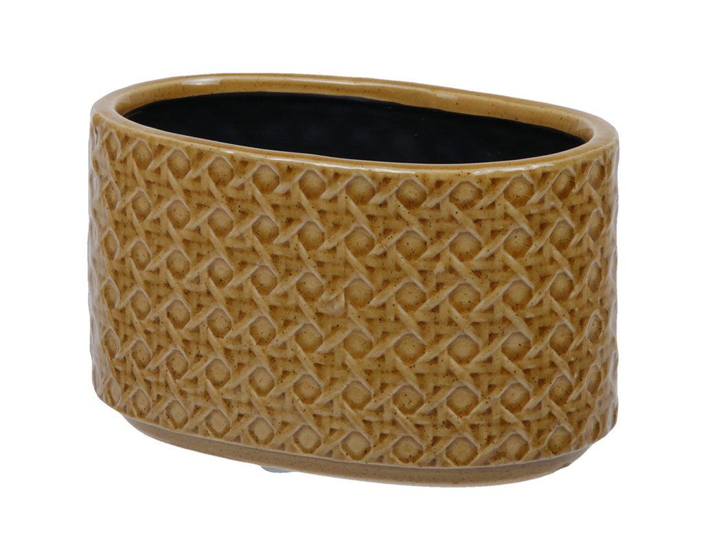 CASPO' OVALE DIS. STUOIA D17X11 H10CM. DK YELL.