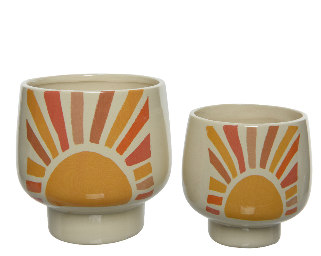 VASETTI TERR.C/SOLE S/2PZ.D11-8,5 H12-10CM. GIALLO