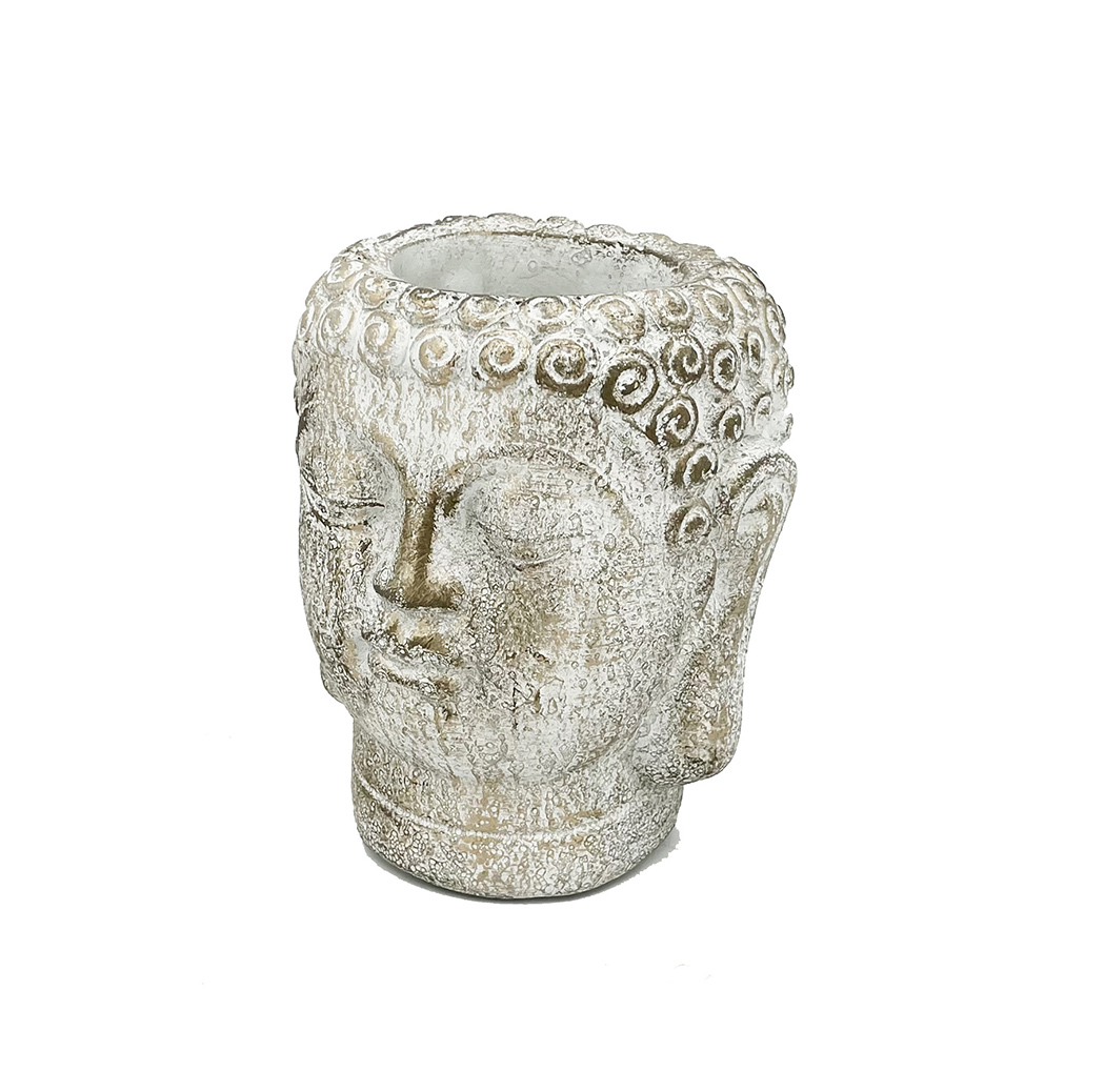 TESTA BUDDA PORTAV. D16 H16,5CM. CEM. ORO