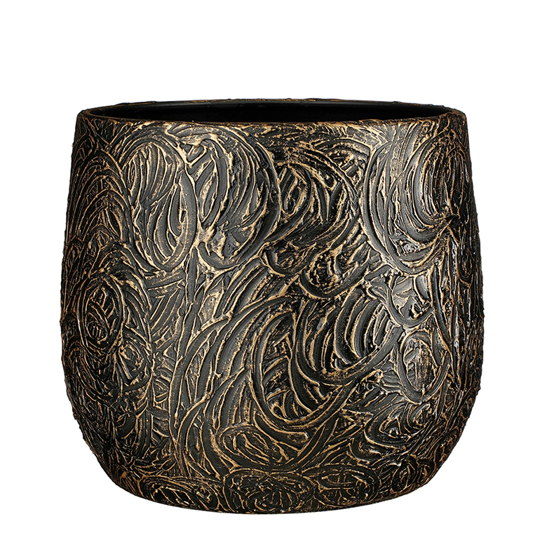 VASO ARTHUR TONDO D32 H25,5CM. BLACK GOLD