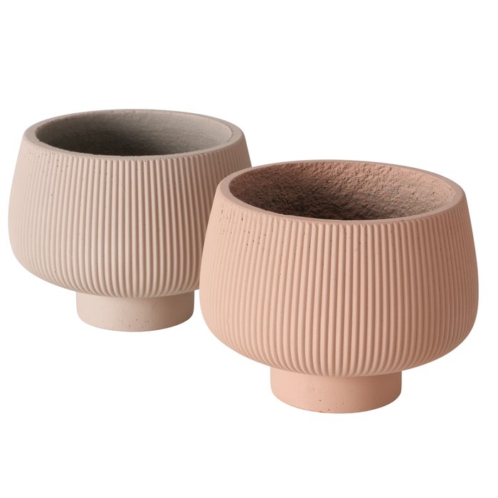 VASO PIANTE CEM. H12CM. 2PZ. ROSA ANT.