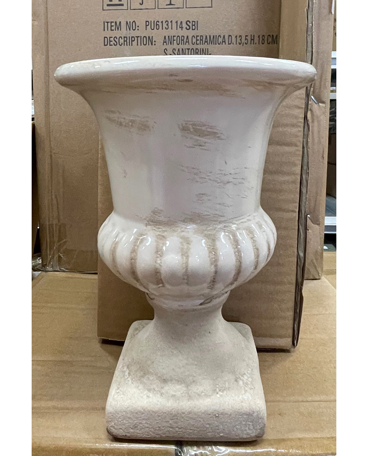 ANFORA CERAMICA D17 H23CM. CREMA LUCIDO