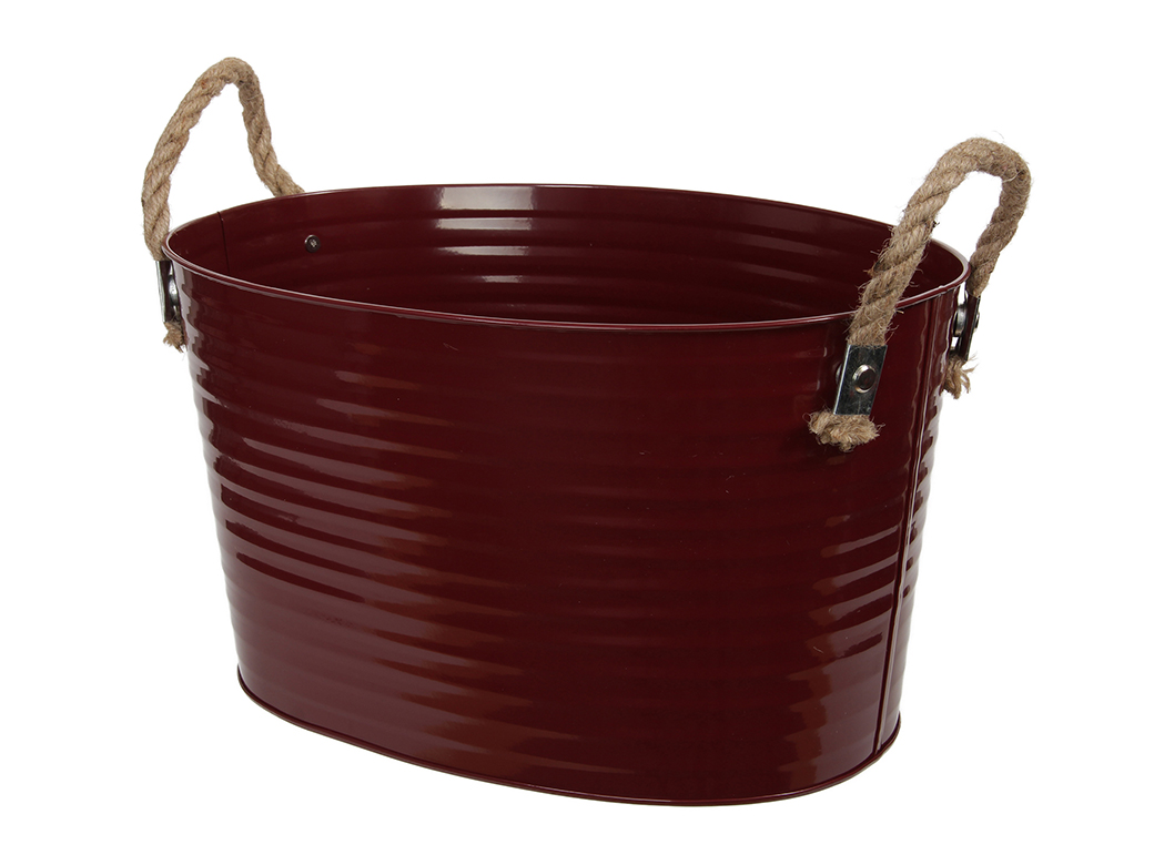 VASCH.OVALE LATTA C/MAN. D35 H21CM. DK RED