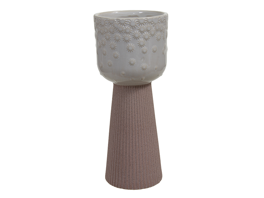 VASO C/BASE CONO D13 H30,5CM. ROSA /CREMA