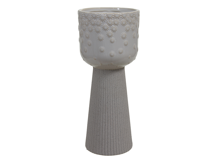 VASO C/BASE CONO D13 H30,5CM. CREMA /GRIGIO