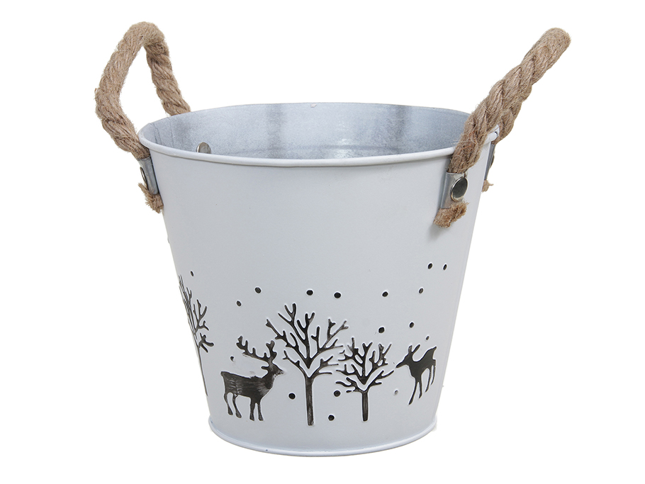 VASO LATTA MAN.CORDA C/RENNA D15 H12,5CM.