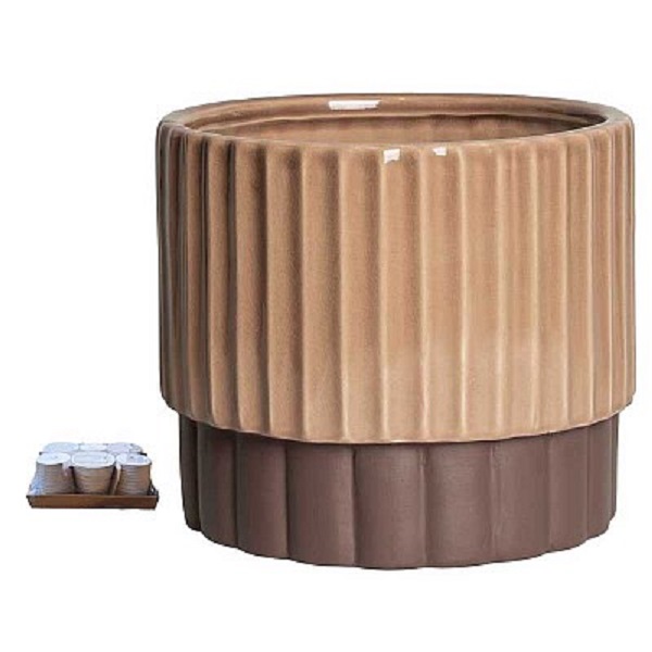 VASO TONDO CERAM. D15 H13CM. 6PZ. ECRU'