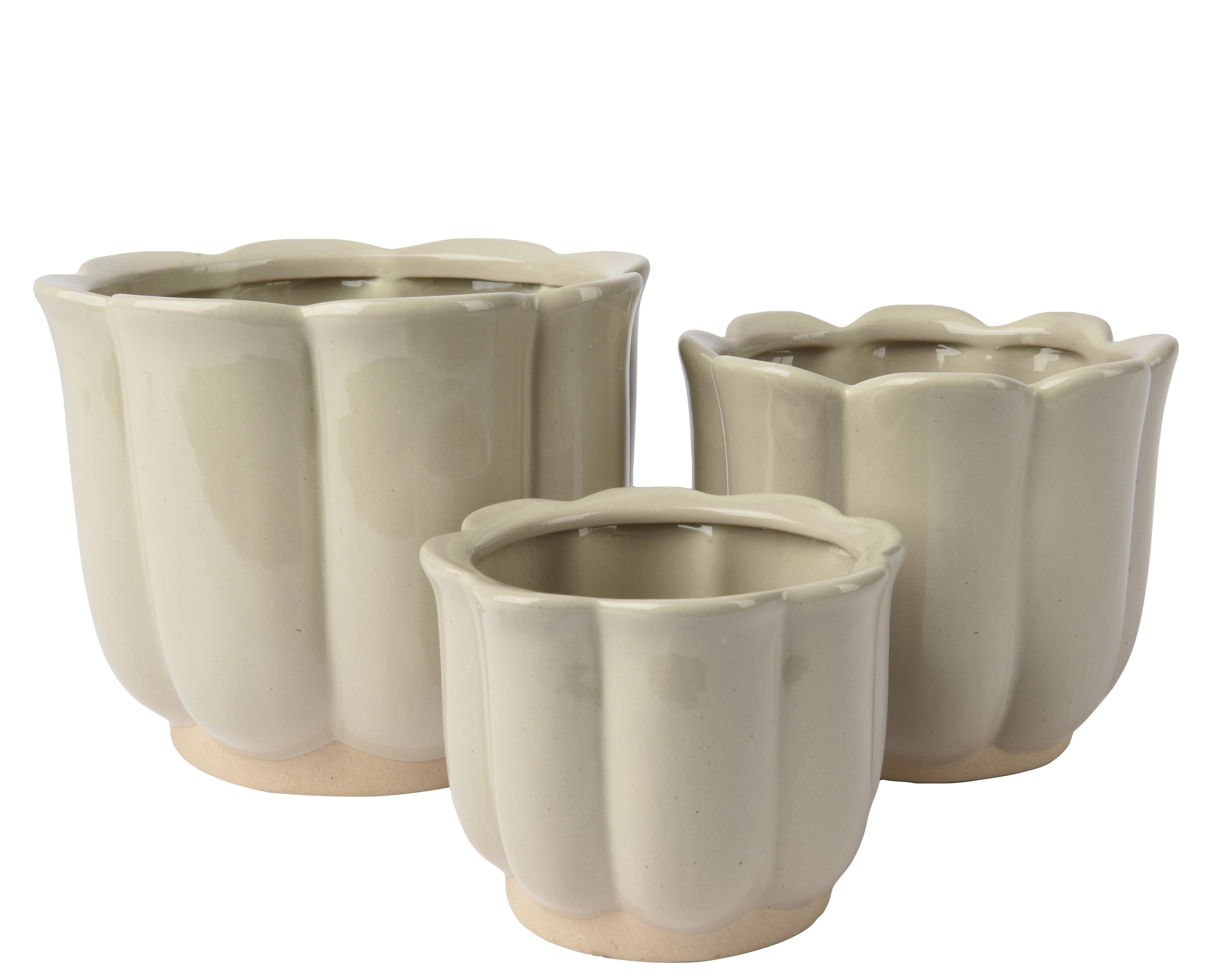 VASO FORMA FIORE S/3PZ. D11-14-18 H9,5-12-14CM. BEIGE
