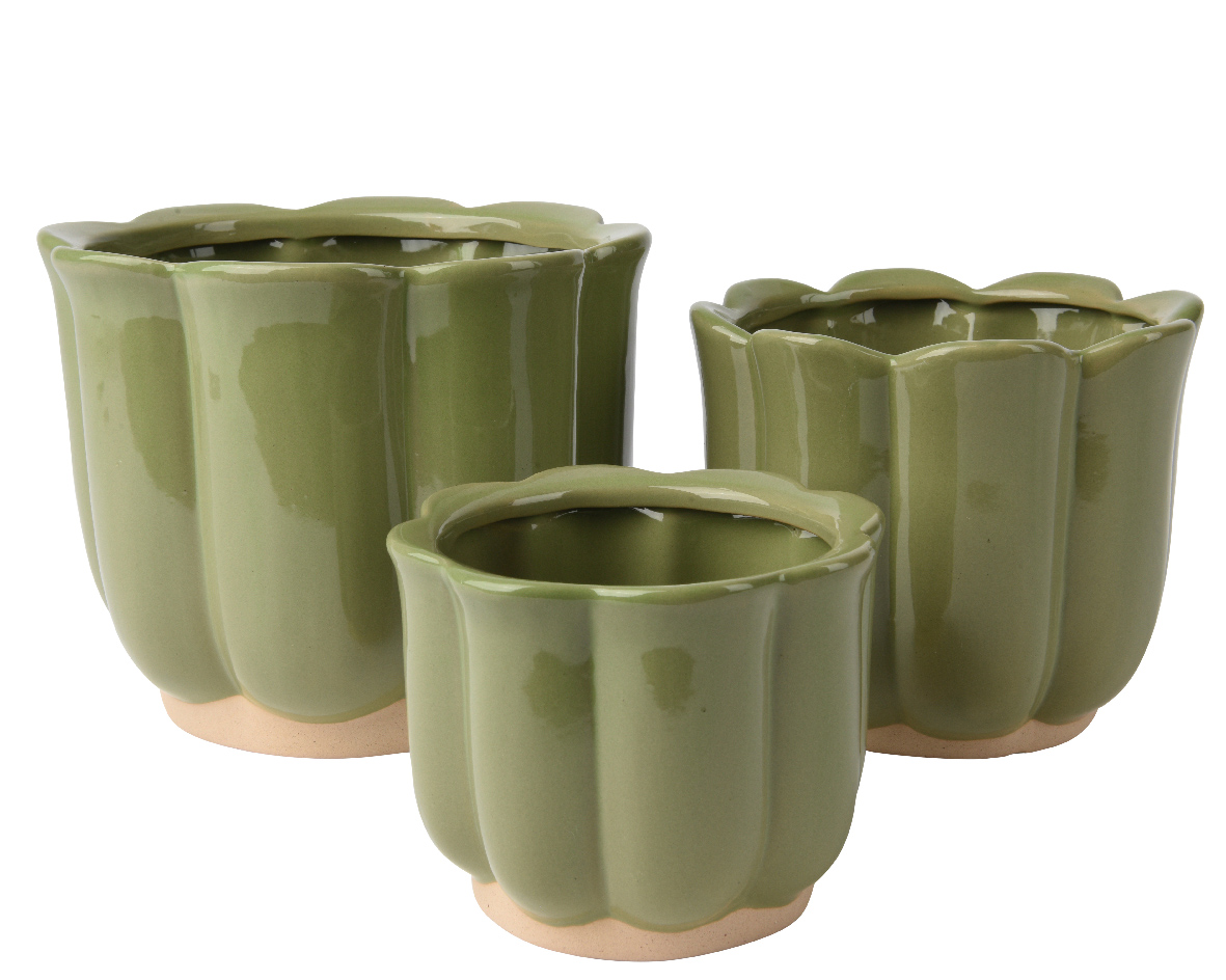 VASO FORMA FIORE S/3PZ. D11-14-18 H9,5-12-14CM. SALVIA