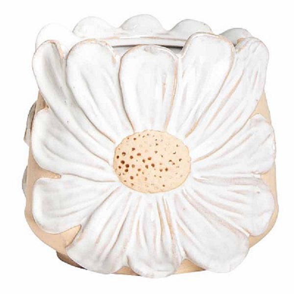 VASO CERAMICA FIORE D14,6 H14,4CM. BIANCO