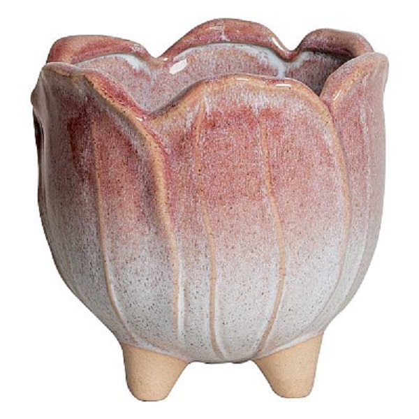 VASO CERAM. PETALI D14,6 H14,4CM. ROSSO