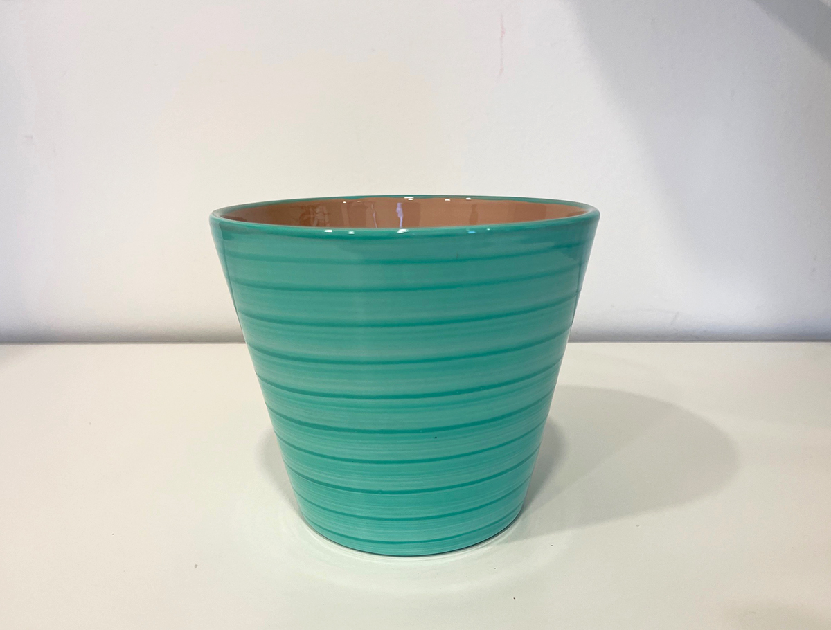 VASO PER PIANTE STRIPES D15CM. TURCHESE