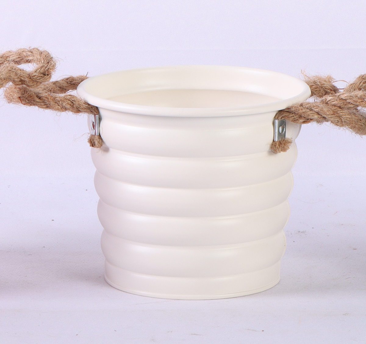 VASO LATTA C/MAN CORDA D12,5 H13,5CM. BIANCO