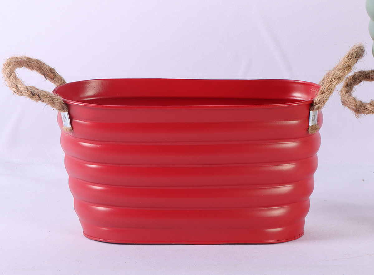 VASCHETTA LATTA C/MAN CORDA D22X9,5 H10CM. ROSSO
