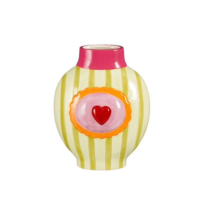VASO A RIGHE C/CUORE D22X15,5 H28CM.