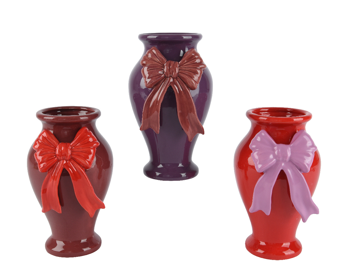 VASO DOLOM. C/FIOCCO 13X11,6 H20CM. 3PZ. ASS. --NETTO------