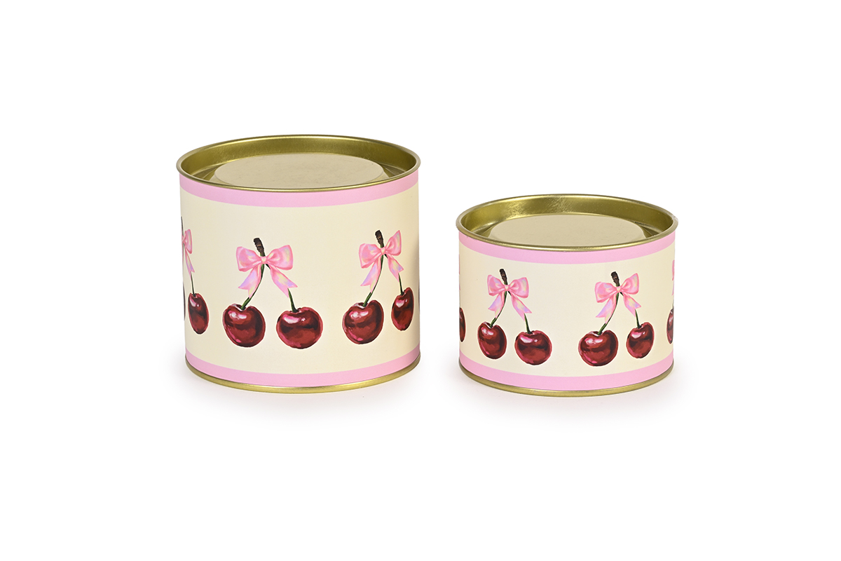 SCATOLA MET.CHERRY S/2PZ. D9,2-10,2 H6,2-8,5CM.
