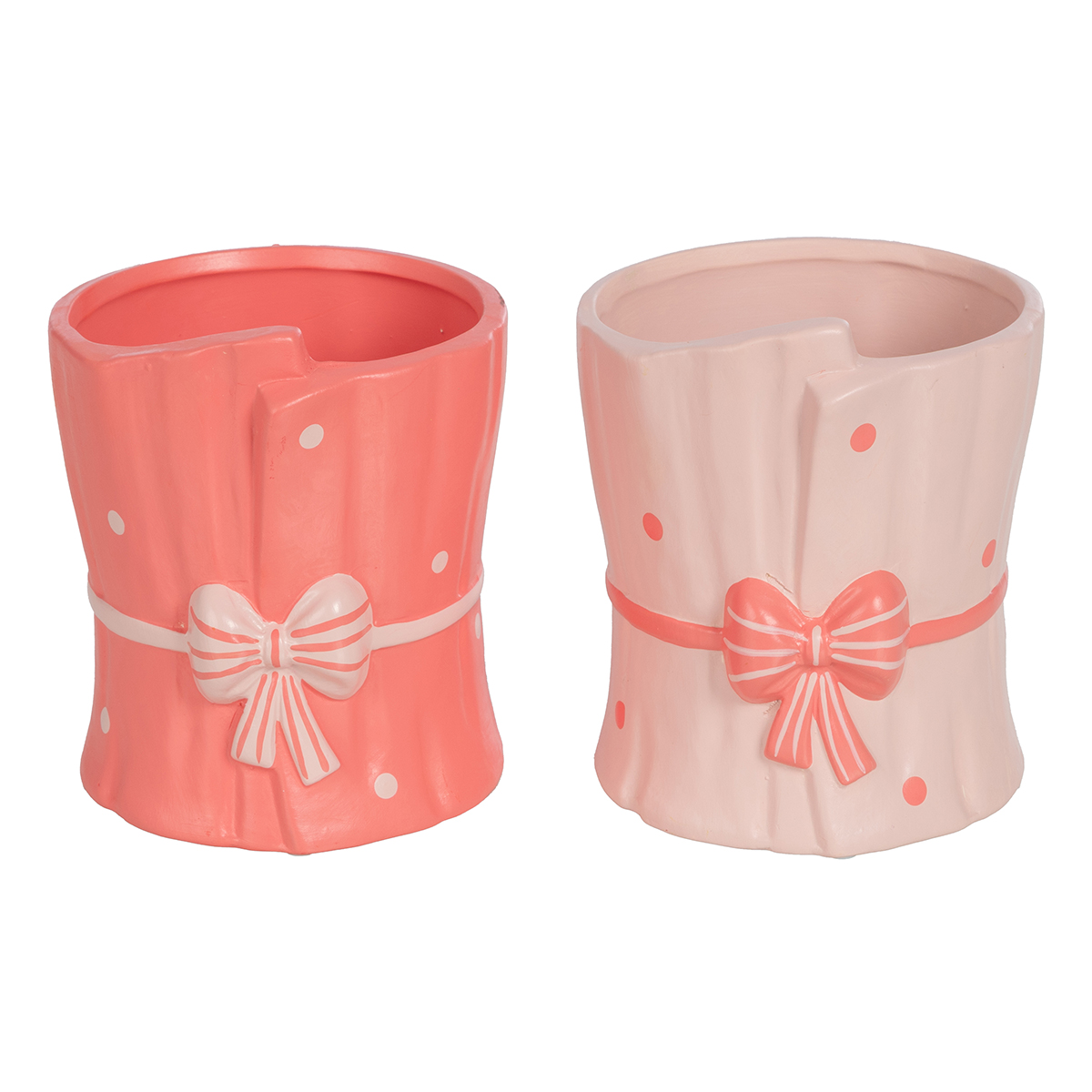 VASO BOUQUET C/FIOCCO 14X13,5 H15,5CM. 6PZ.MIX ROSA