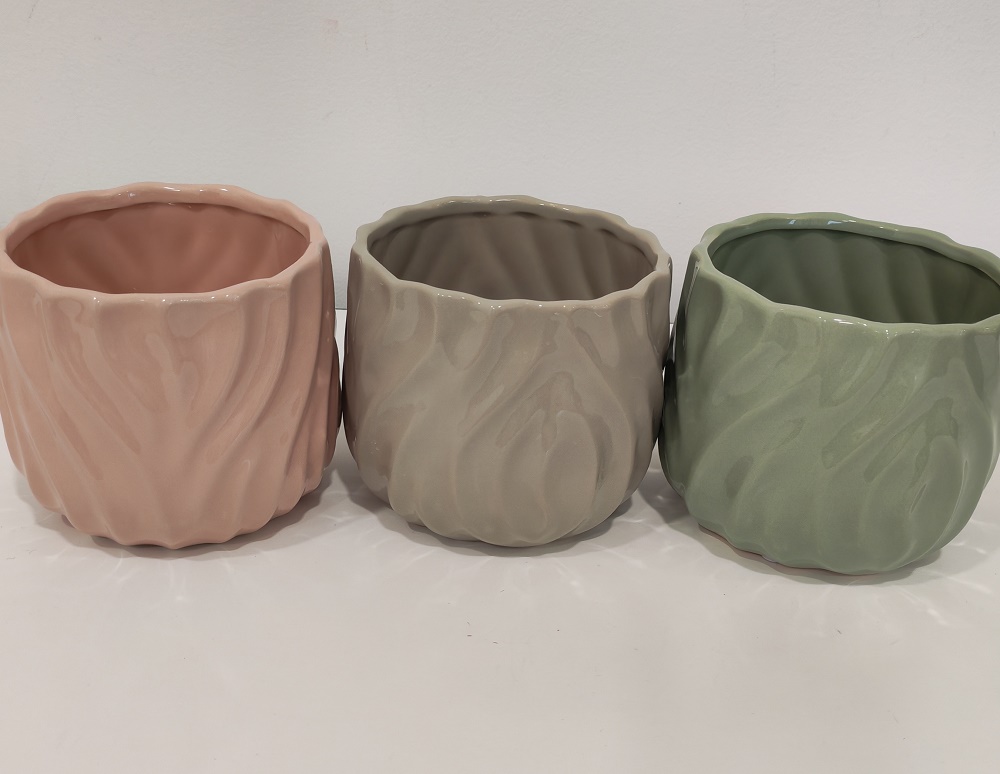 VASO ONDE CERAM. D13 H12CM. 6PZ. COL.ASS.