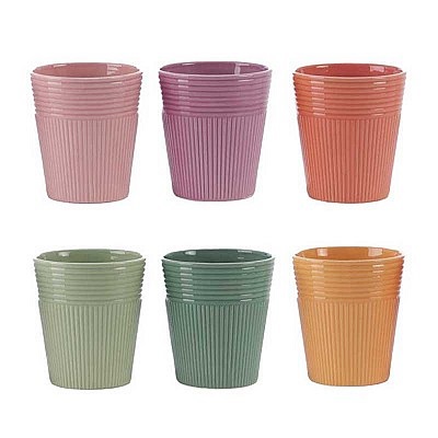 VASO CERAM.D12,8 H14,2CM. 6PZ. COL.ASS.