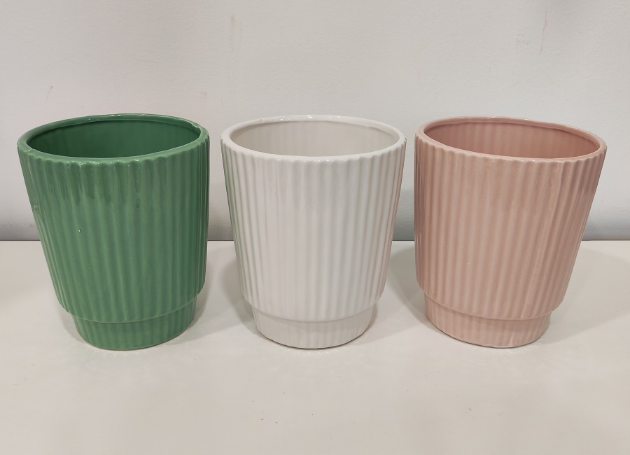 VASO C/RIGHE D14,4 H16CM. 6PZ. COL.ASS.