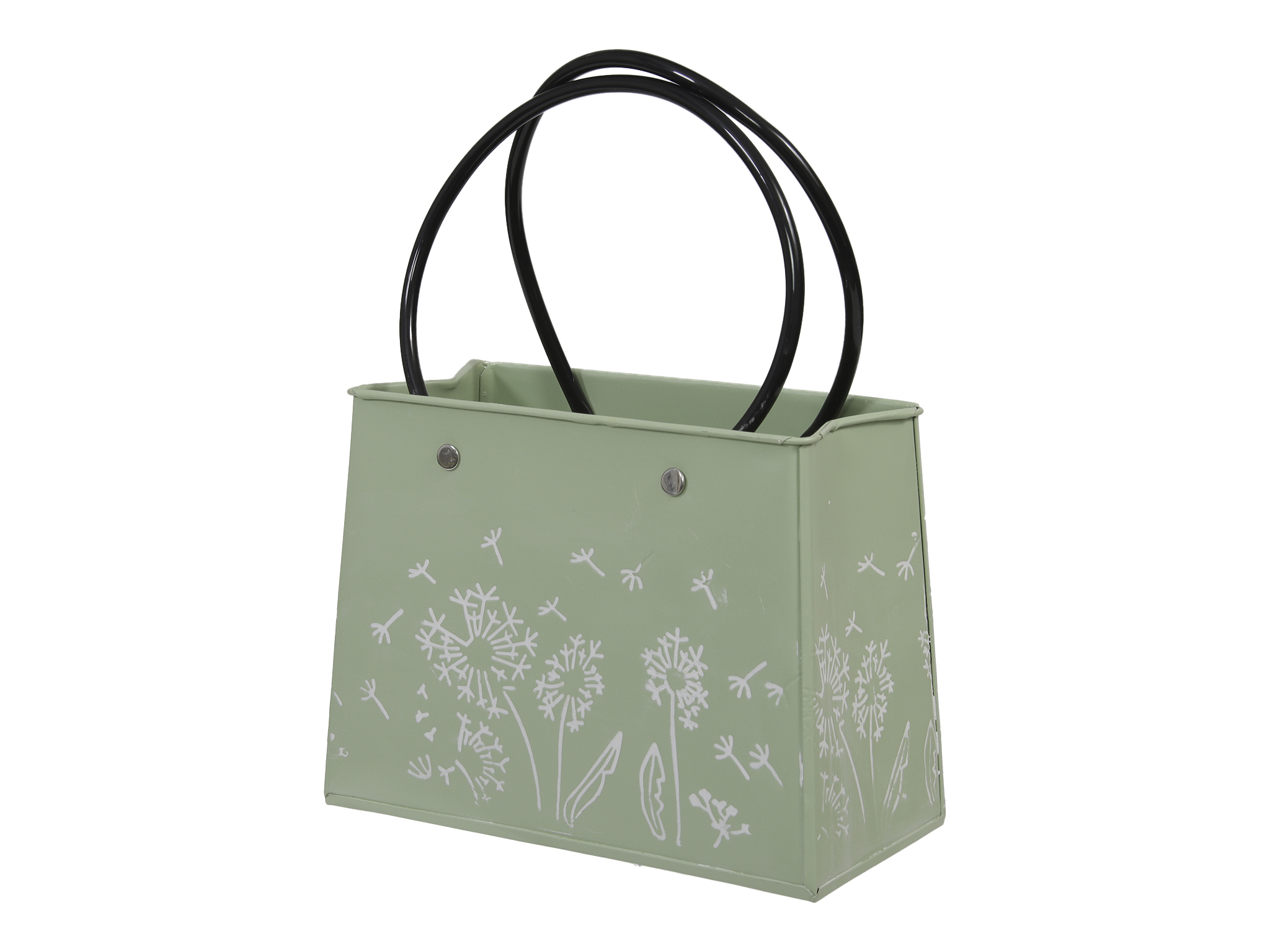BORSA MET. C/MANICI 19X9 H14CM. VERDE CH.