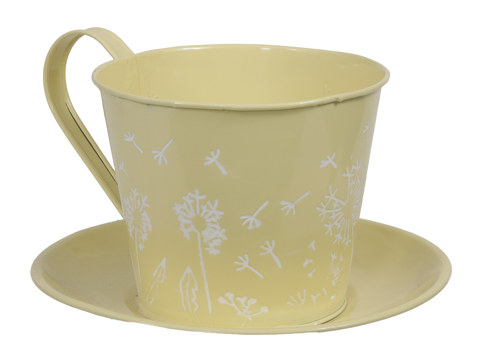 TAZZA C/PIATTINO MET. D14 H11CM. GIALLO CH.