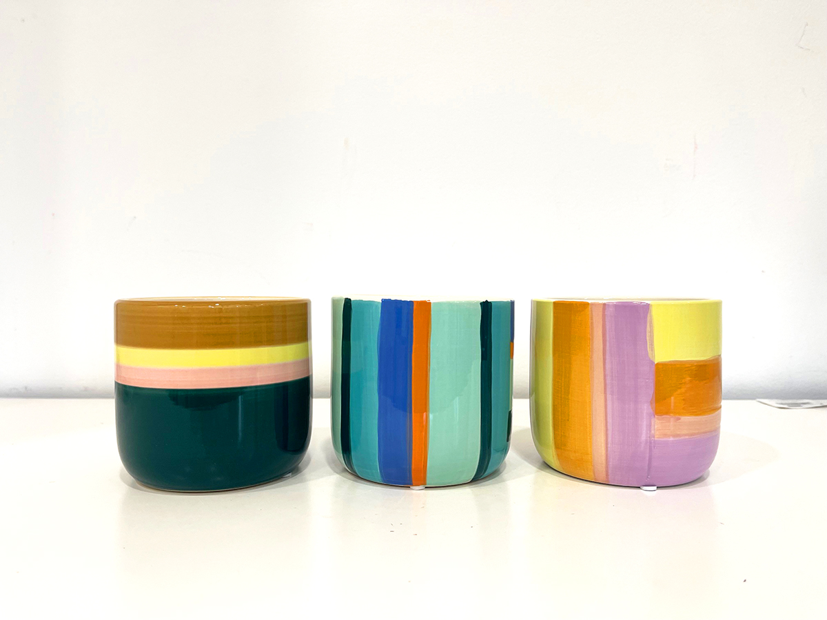 VASO STRISCE COLOR D10,5 H9,5CM. 6PZ.ASS.